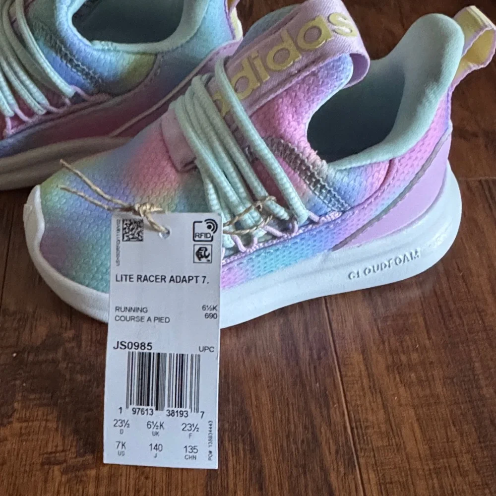 adidas Kids Cloudfoam Sneakers in Pastel Rainbow (Pink, Blue, Mint)